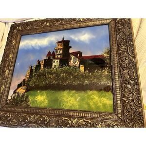 Heidelberg Castle ~ Antique‎ Reverse Glass Painting ~ Germany ~